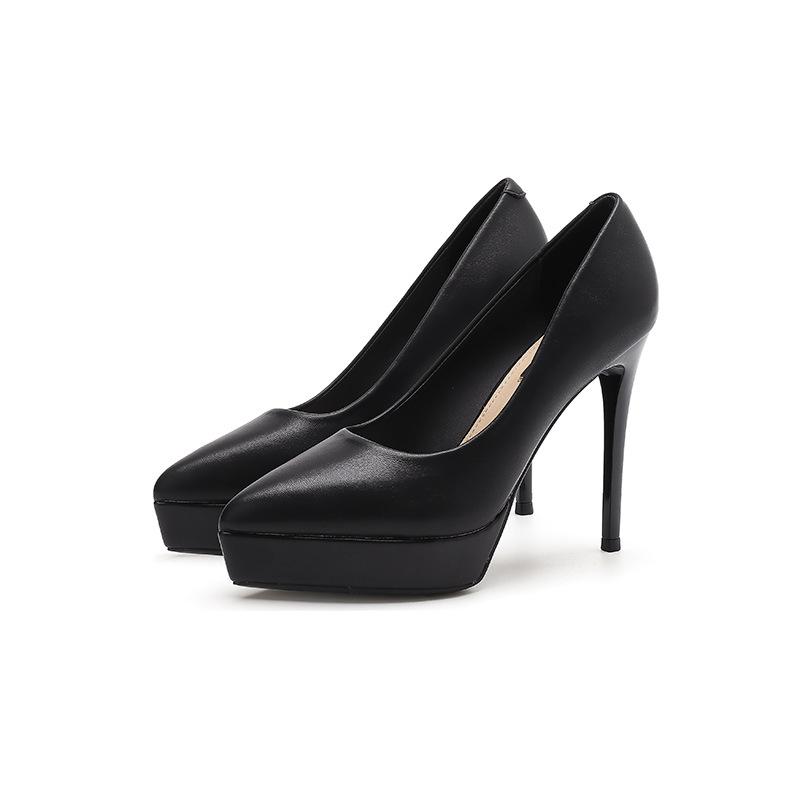 

1233B туфли-лодочки на шпильке, женские, осенние, новые, сексуальные, водонепроницаемые, на платформе, однотонные, на супервысоком каблуке 37 чёрный