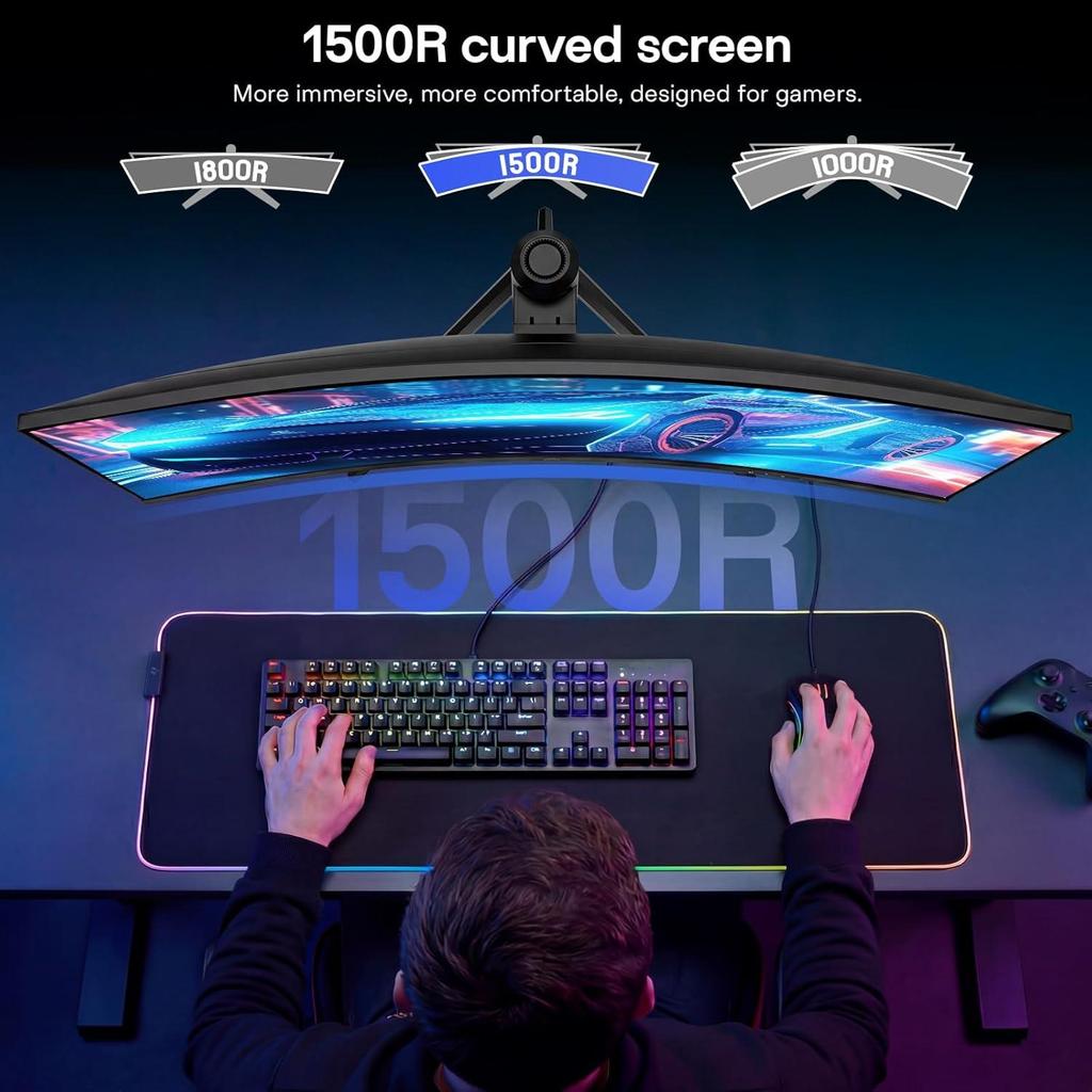 Monitor Gamer Curvo KOORUI G3441XC de 34" – WQHD 3440×1440 – 240Hz – VA – 1500R – HDR400 – 1ms MPRT – 4000:1 Contraste – HDMI 2.1 y DP 1.4