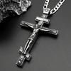 Vintage Ortodox Jesuskors Hängsmycke Halsband för Kvinnor Män Silverfärg Rostfritt Stål Krucifix Dop Hip Hop Kedja Smycken
