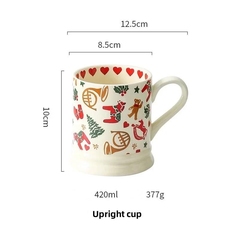Christmas Creative Retro Ceramic Mugs Christmas Theme Coffee Mug Breakfast Milk Juice Water Tea Cups Household Drinkware Gifts