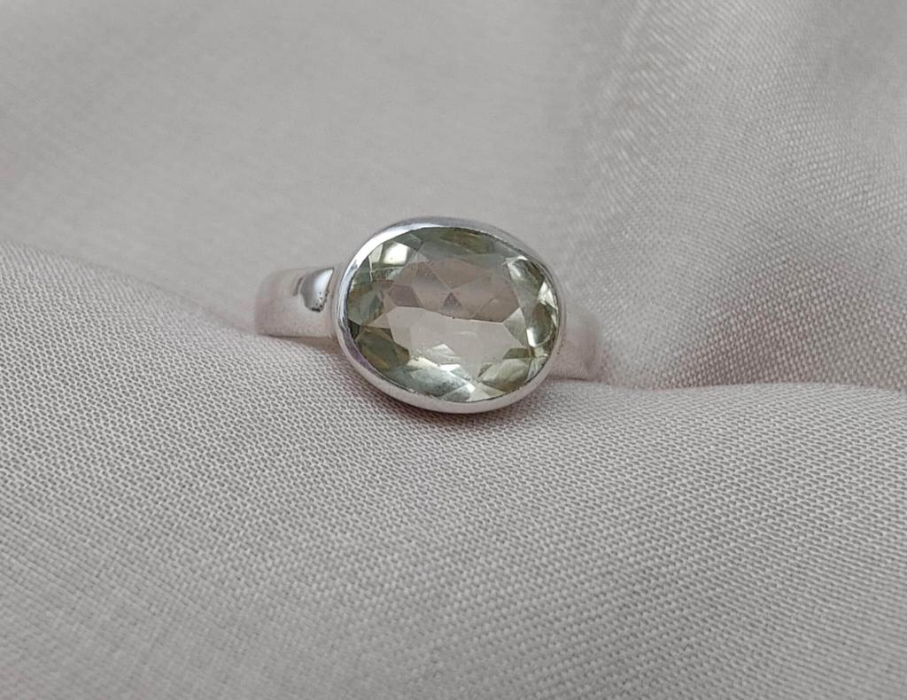 Lemon Quartz 925 Sterling Silver Ring: Faceted Oval Gemstone, Handmade