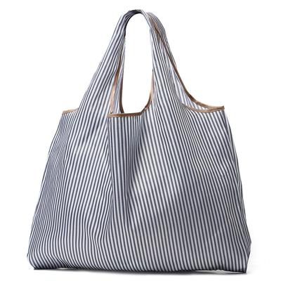 Eco Large Washable [reiri] Bag, Foldable, Popular, Compact, Storage, Stylish, (white Stripes)