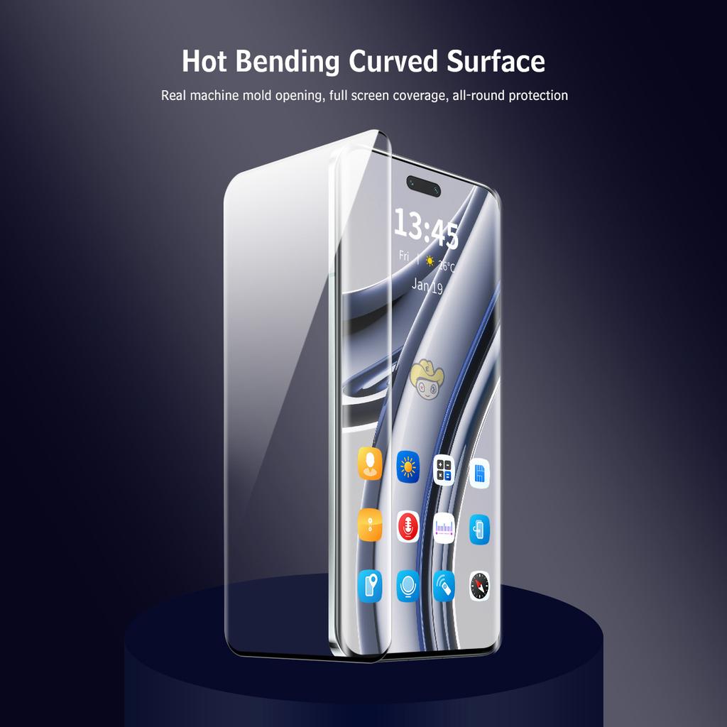 For Honor 300 Pro Tempered Glass ENKAY HAT PRINCE Screen Protector 3D Curved Clear Screen Film Support Fingerprint Unlock