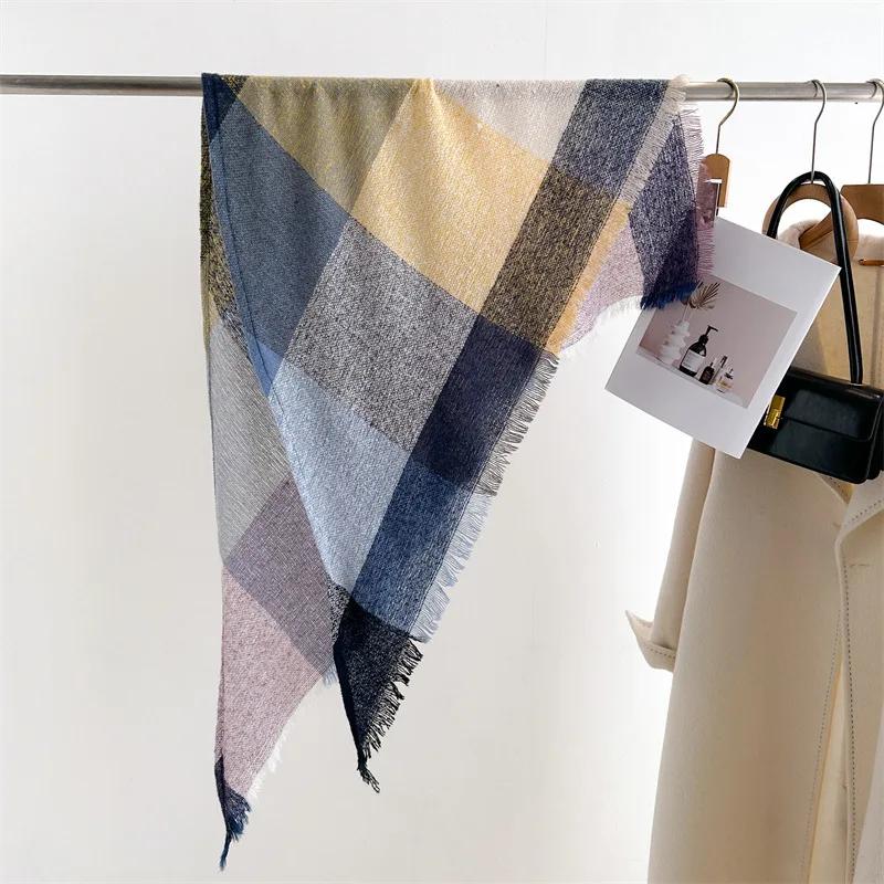 Cashmere Imitation Shawl Autumn Winter Warm Unisex Long Wraps Triangular Scarf Fashion Tassel Scarves Men Women Neckerchief