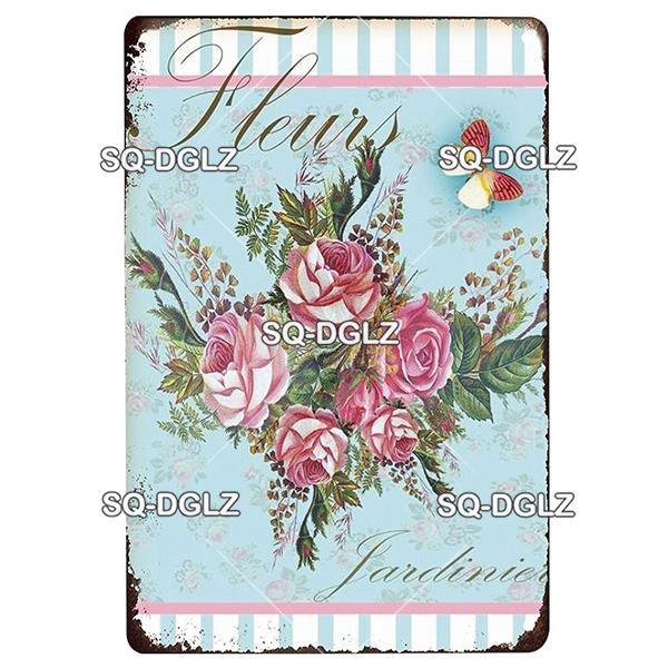 Blume Vintage Zinn Zeichen Wohnkultur Retro Metall Zeichen Shabby Chic Wand Dekor Für Küche Wohnzimmer Esszimmer Metall Platte