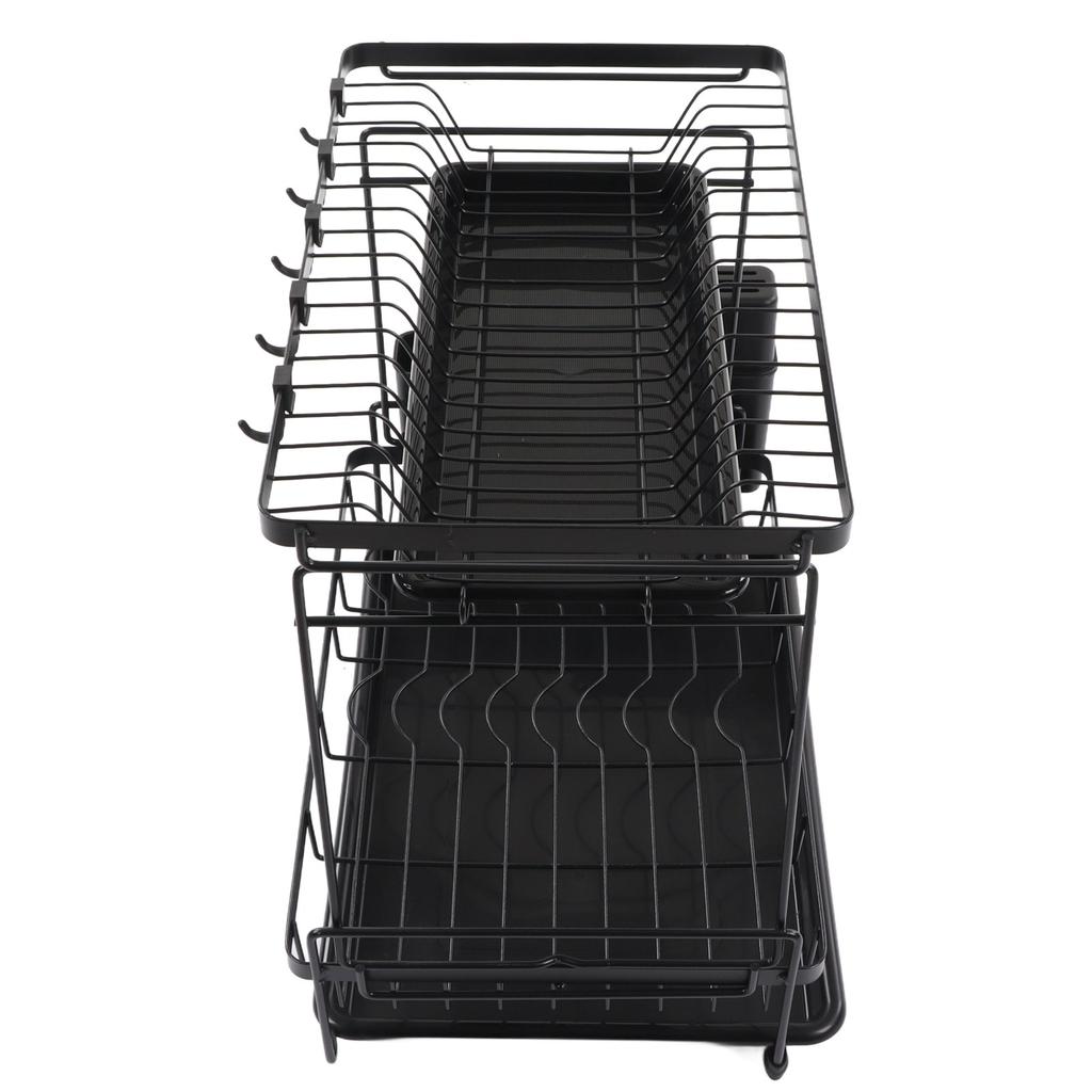Dish Drying Rack Drainboard Set 2 Tier Carbon Steel Large Dish Racks for Kitchen Counter