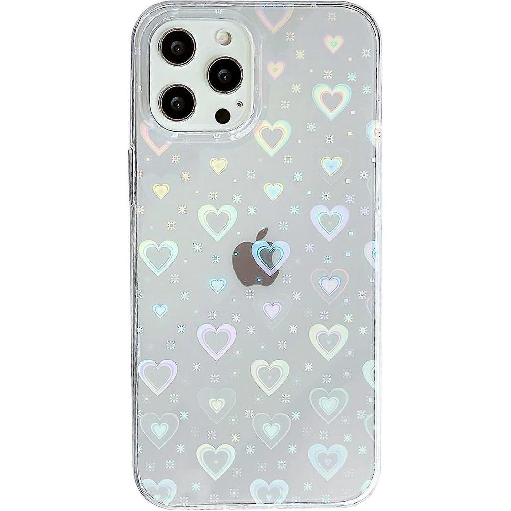 Love Heart Laser Clear Soft Compatible with iPhone Case (Clear,iPhone 12 Pro Max) Clear iPhone 12 Pro Max