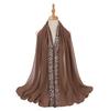 High Quality Pearls Chiffon Scarf Muslim Women Sequins Hijab Headwrap Arab Plain Turban Shawls Hair Accessories 175*70cm