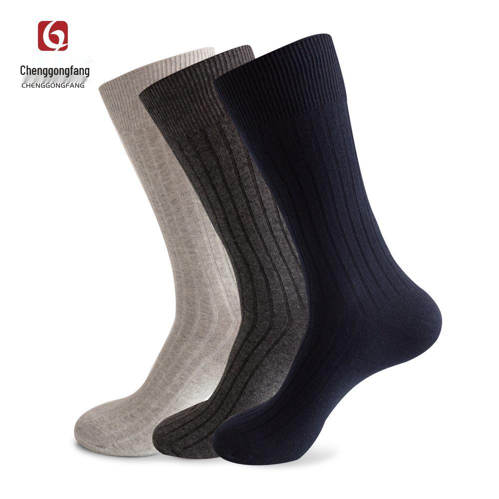 Men's Plus Size Striped Over-the-Knee Socks - European & American Autumn/Winter Combed Cotton.