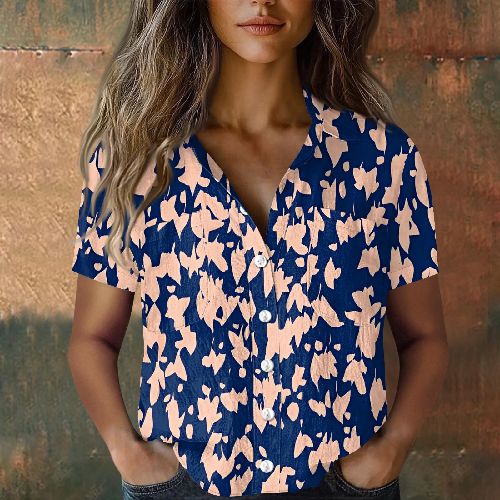 

Жіночі бавовняні лляні топи з короткими рукавами, вільні бохо футболки, вінтажні блузки M