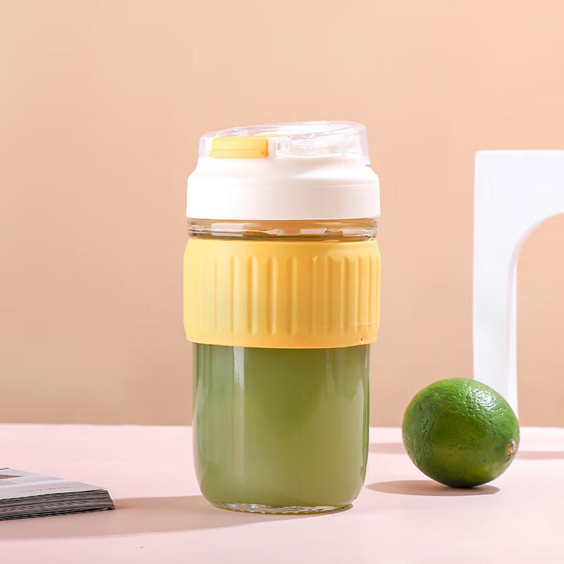 Portable Glass Drinking Cup with Straw