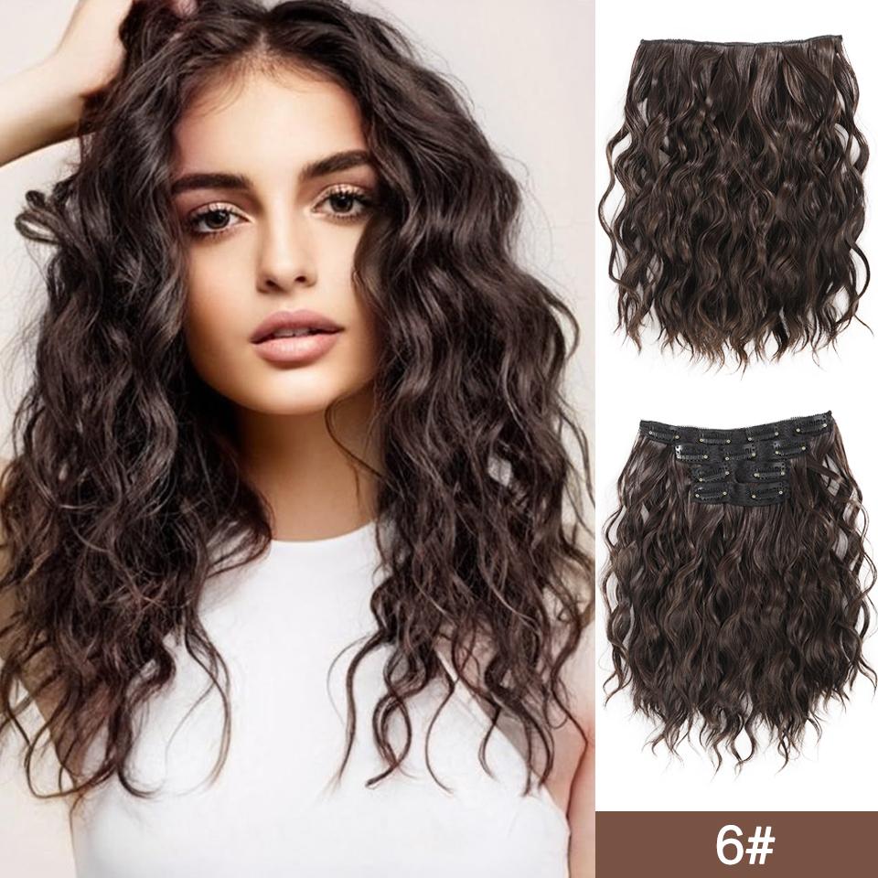 Synthetic Wig BB Clip Style 4-piece Set Short Curly Hair Extensions Wig Natural Smooth Curly Hair Extensions Wig