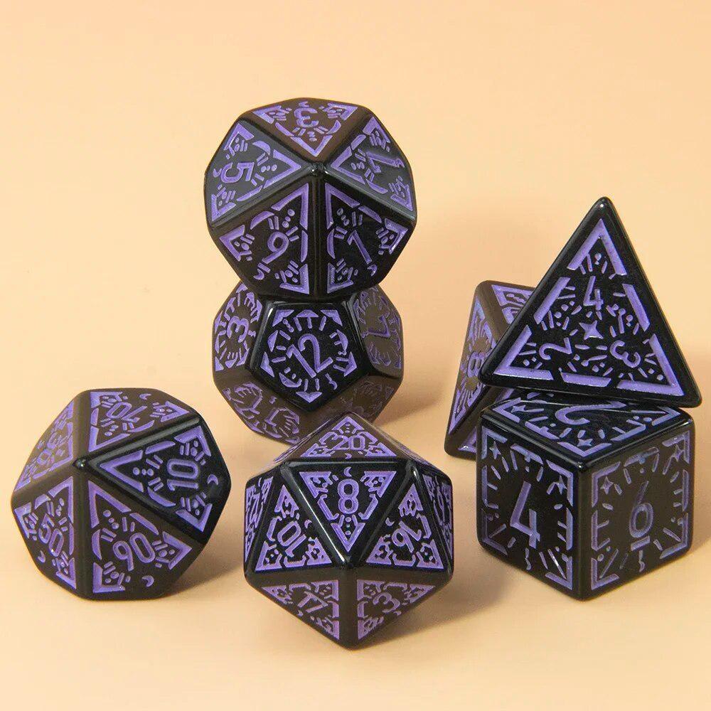 DND Polyedrisches Würfelset 7-tlg. D4-D20, Erstaunliche gravierte Spielewürfel für Souvenir-Unterhaltung RPG-Brettspiel