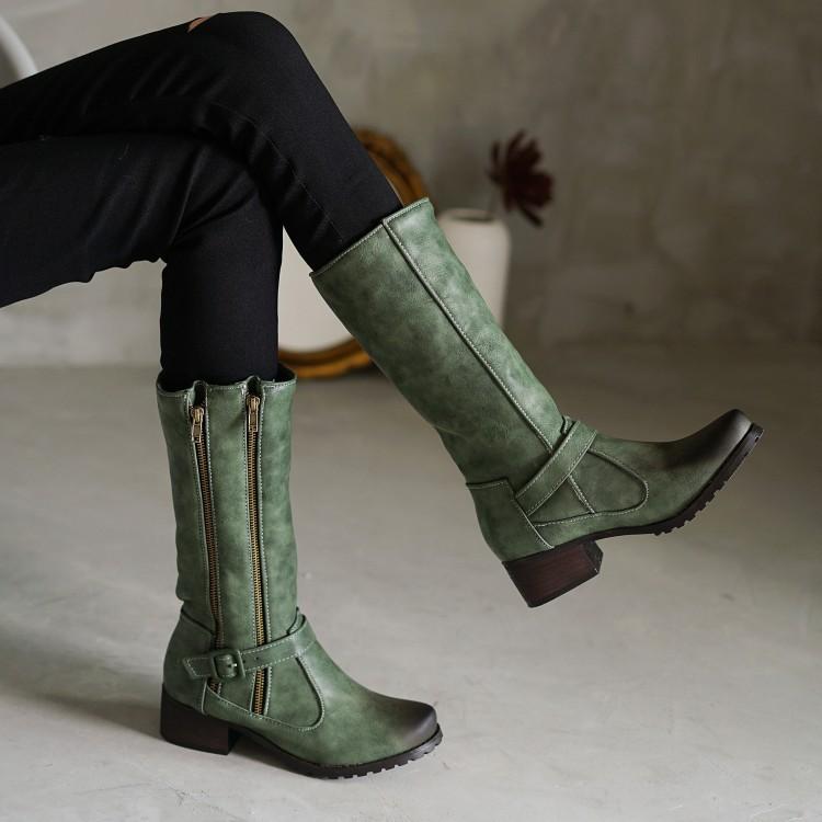 Damenstiefel 2025 Herbst/Winter mittellange Stiefel Damen mattes Leder modische Damenschuhe