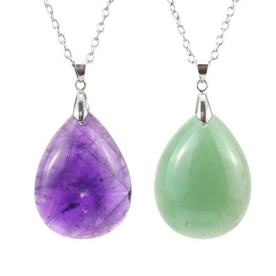 Natürlicher Roher Kristallstein Tigerauge Amethyst Wassertropfen Anhänger Halskette N605