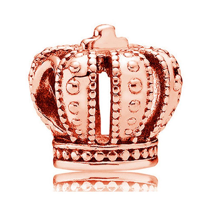 Rose Gold Large Hole Loose Beads Pendant For DIY Pulsera Necklace Accessories Women Fine Jewelry Gifts