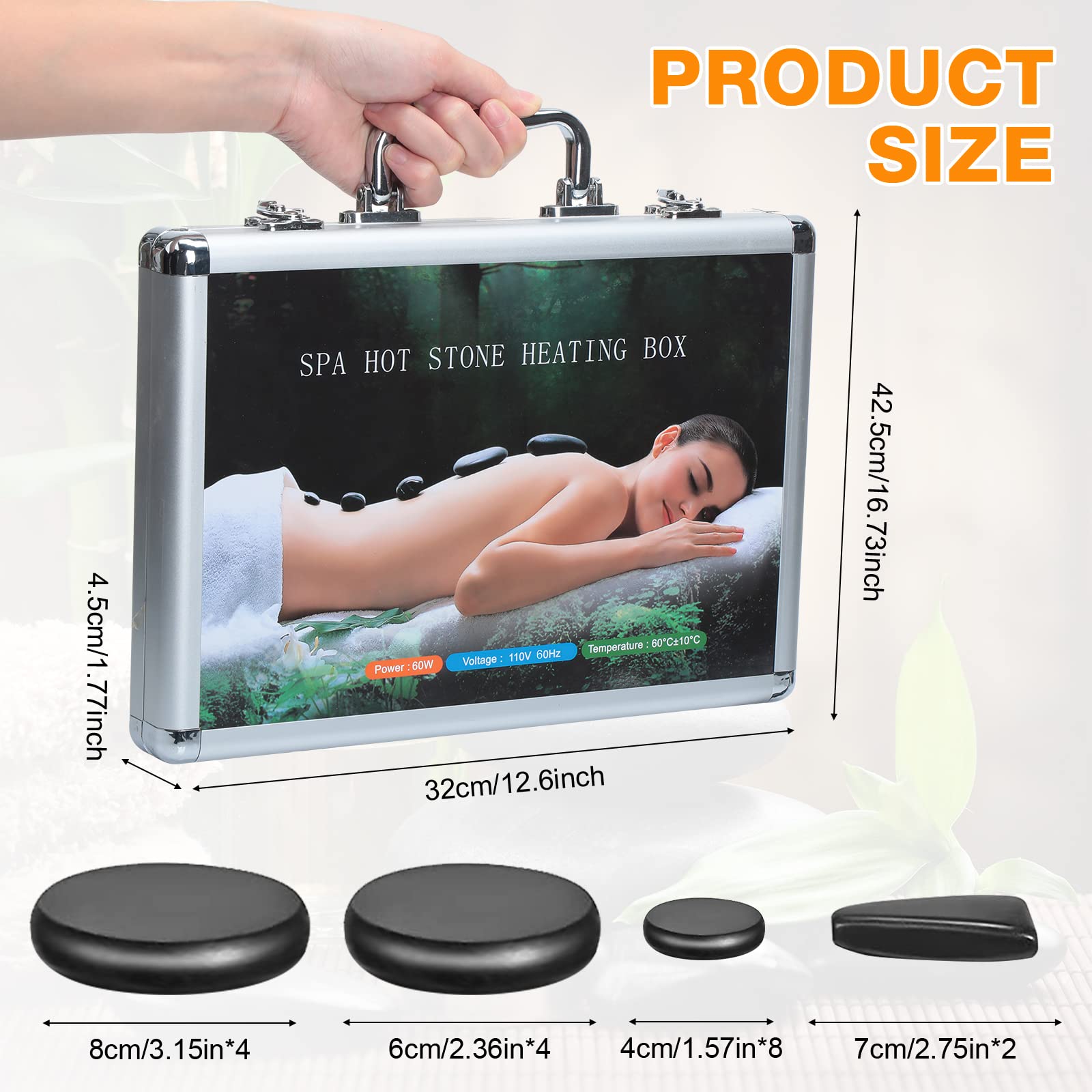 

Набор для массажа горячими камнями 18 шт. Базальтовые камни с набором для нагревателя для домашнего спа, разогревающие, расслабляющие, для облегчения мышц, постоянная температура, черный 18 Pc