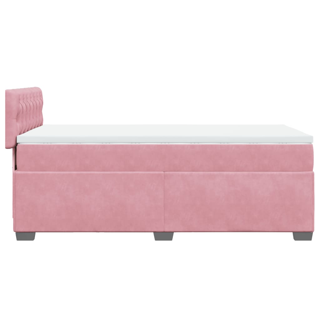 Box Spring Bed with Mattress Pink 100 x 200 cm Velvet