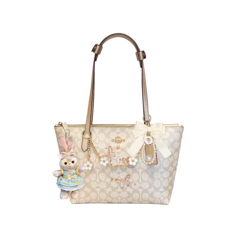 

COACH shoulder bag [Customized bag] Fiona 24 classic logo FIONA zipper closure printing flower chain doll butterfly pearl Flower Dream Basic Model коричневий