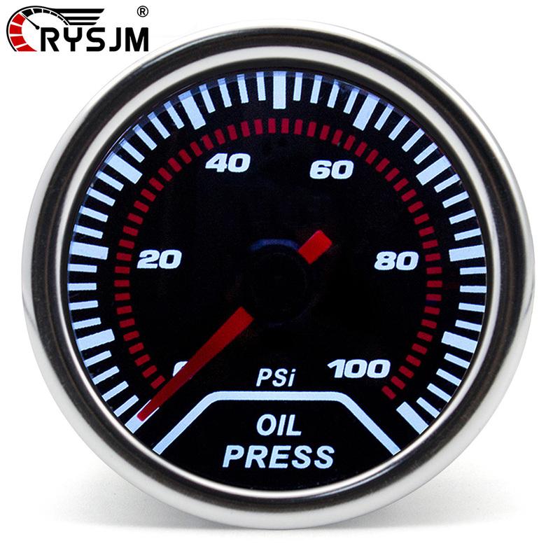 52mm Analog Led White Case Oil Pressure Gauge 12V Mechanical Pointer OIL Press Meter for Racing Smoke Len Car Accessories