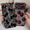 Stylish Cherry Pattern Case for iPhone 17 Pro Max Air 16 Plus 12 7 8 SE XS XR 13 Mini 15 11 14 Funda Back Phone Cover