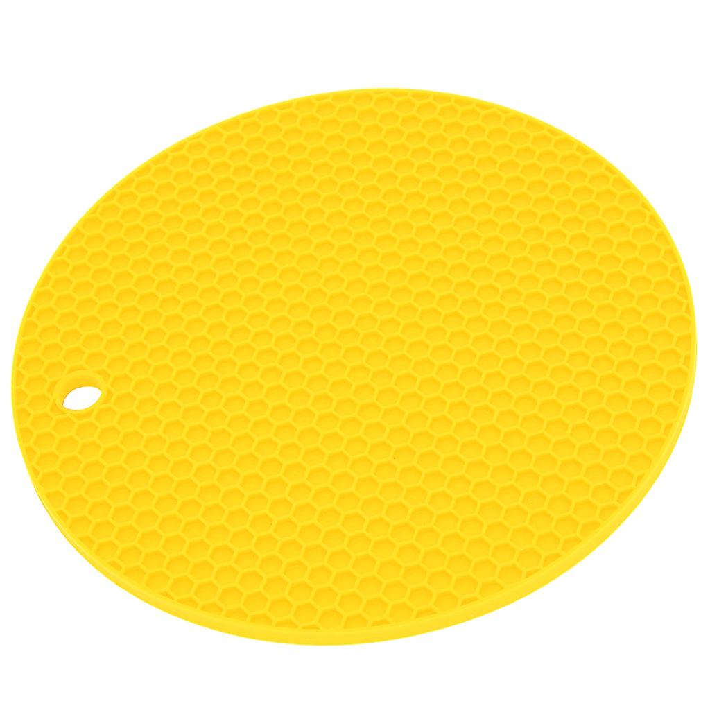 Rund Form Mat Livsmedelskvalitet Förtjockad Silikon Placemat Isolationsdyna Mikrovågsugnsmatta Gul