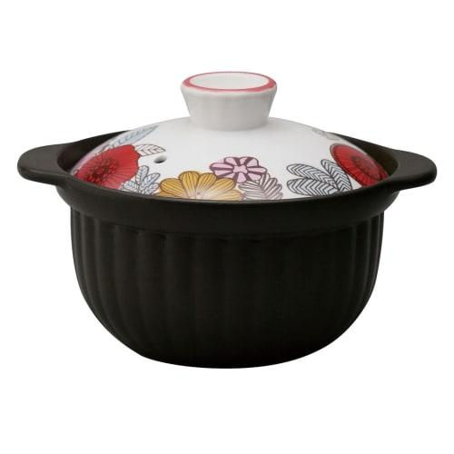 

Suzuki Wood Rice Cooker, 2-cup Capacity, Microwave and Heat Safe, Approx. 20cm, Thermatech, Anthurium Floral Design, Black, 7223-0700