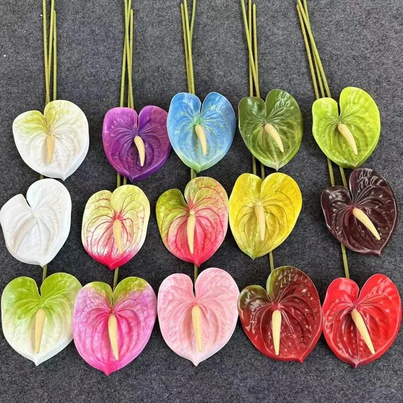 10Pc/lot 3D Printing Palm Artificial Flowers Wedding Hall Layout Home Decoration Fake Anthurium Flowers Party Flower Arrangement