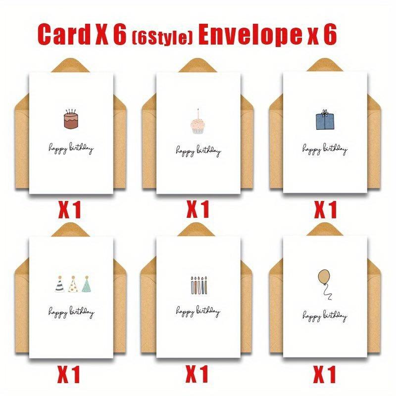 

12/24Pcs Blank Birthday & Celebration Greeting Cards Blank Cards With Envelope, Elegant Minimalist Design, Pack For, Office 12CPS