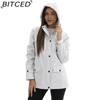 BITCED Women's Spring/Autumn Hooded Trench Coat with Fleece Lining and Water-Repellent Finish Long-Sleeved Zip-Up Cardigan