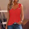 Dames Effen V-hals Mouwloos Los Tanktop Grote Maten