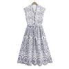 Spring/Summer 2025 Women's Slim Fit Embroidered V-Neck Dress with Hollow Design.