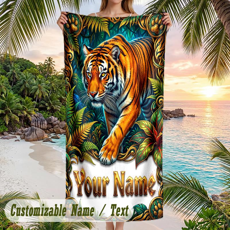 Adventure Travel Theme Beach Towel Personalized Custom Name & Text Soft Quick Dry Beach Towel for Swimming Travel