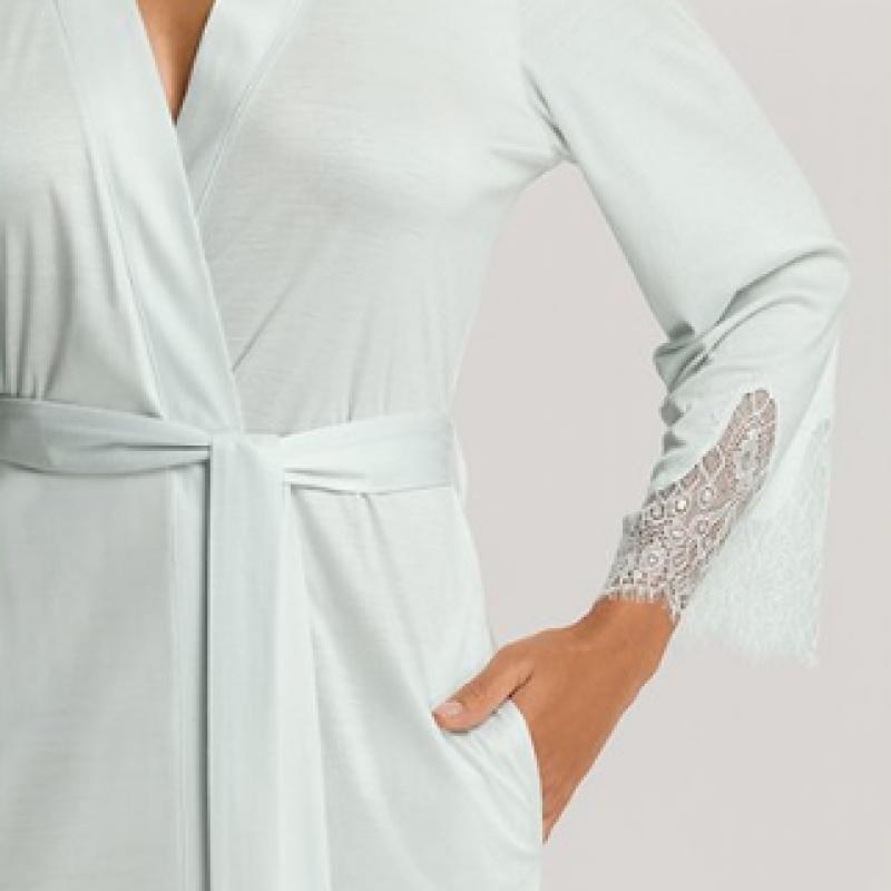 Hanro Melia Lace Tencel  Robe  74804 Ice Flow  Silver Sage 