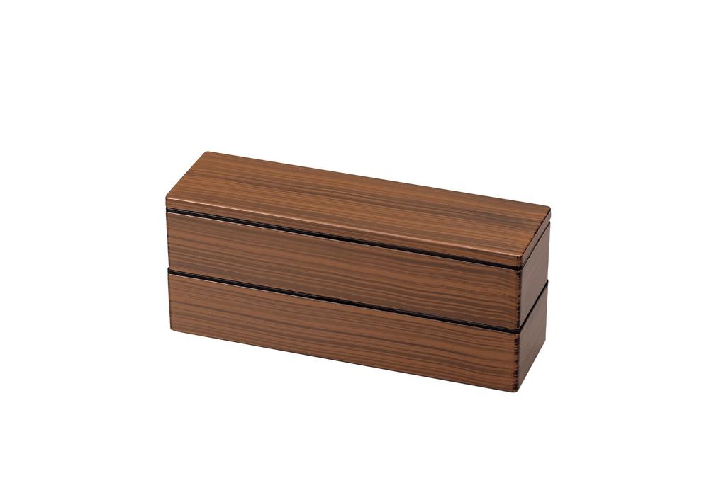 Tatsumiya Slim Lunch Yellow Wood 840 30439 Two-Tier Box, Grain,