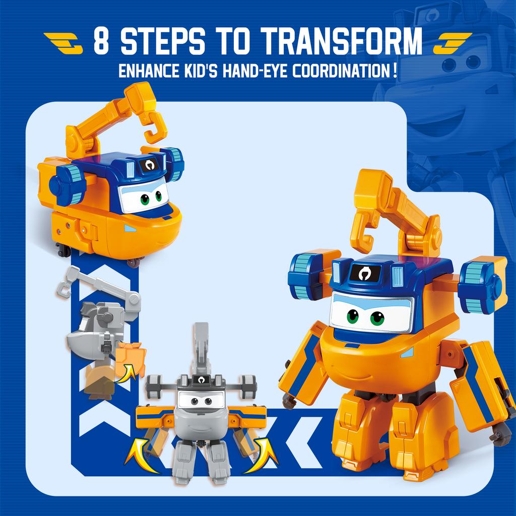 Super Wings 5 Pollici Traver Trasformabile Si Trasforma da Aereo a Robot in 10 Passaggi Figure d'Azione Trasformabili Giocattoli per Bambini Regalo