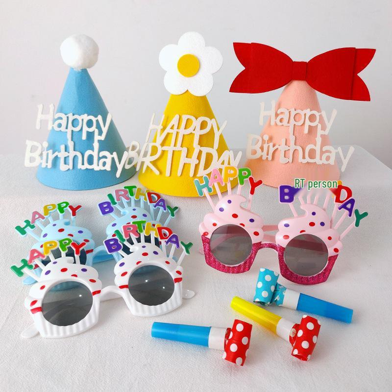 First Birthday Baby Party Hats & Glasses Set - Festive Cake Decoration & Theme Props