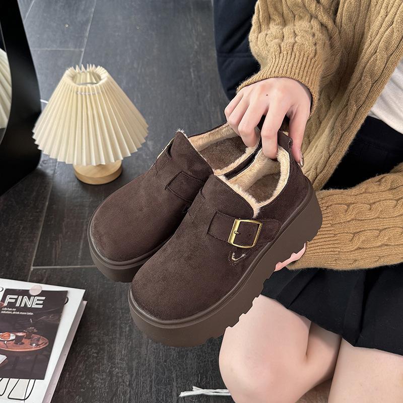 Women's Soft Elastic Thick Soles Winter Fur One Warm Anti-cold Padded Snow Boots Non-slip Wear Casual Sports Lefebvre Shoes