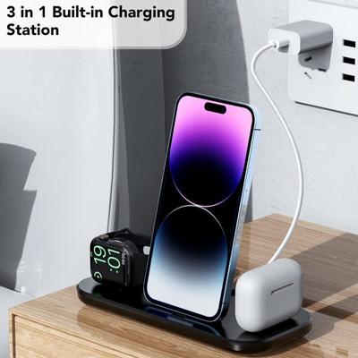 3 in 1 Kablosuz Şarj Cihazı Katlanabilir Hızlı Şarj İstasyonu iPhone 14 13 12 11 Pro Max X XS XR 8 Artı Apple Watch 8 7 Airpods Pro