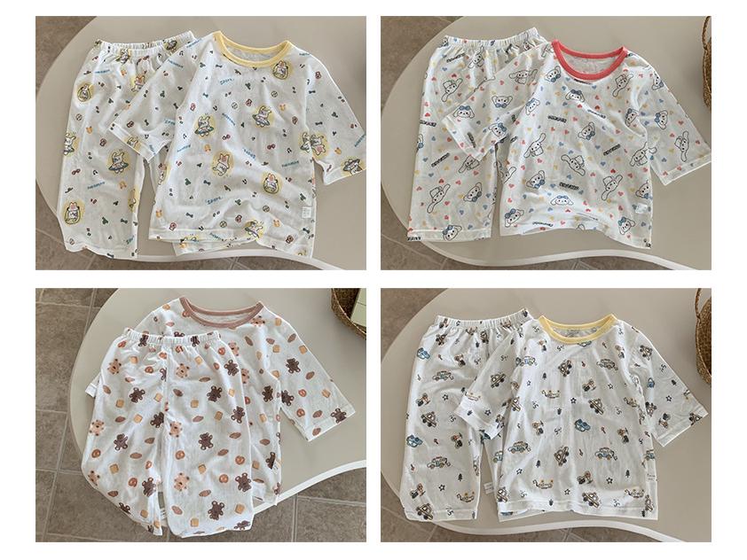 Çocuk Yazlık Klima Pijama Takımı: Hafif Pamuk, 3/4 Kollu ve Pantolonlu, Erkek Çocuk Baskıları, Kız Çocuk Pijamaları