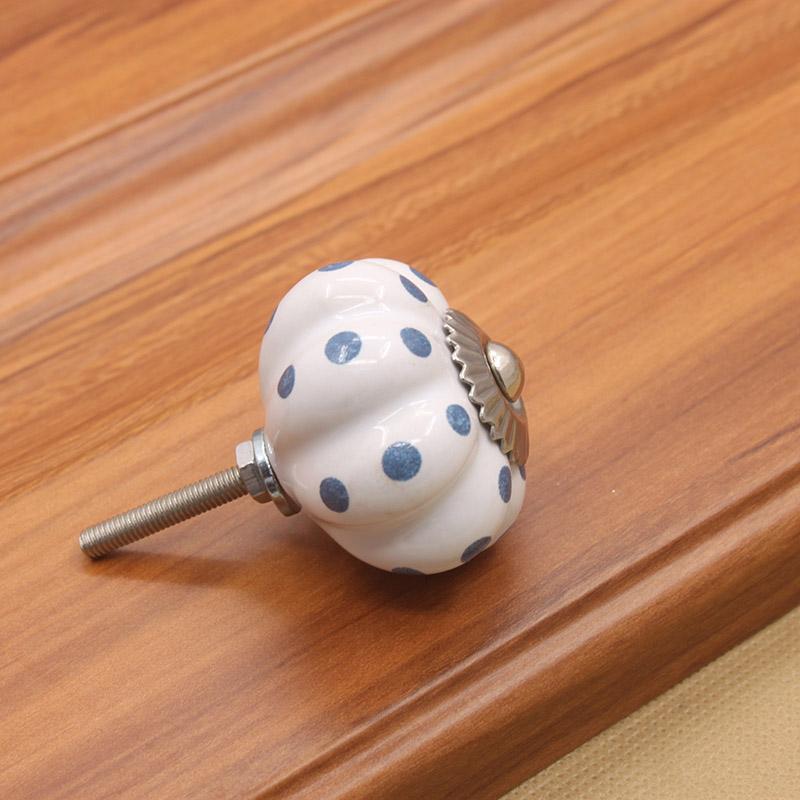 KAK 40mm Hand-painted Ceramic Drawer Knobs Porcelain Pumpkin Cabinet Knobs Cupboard Handles with Base for Kids Furniture Handle
