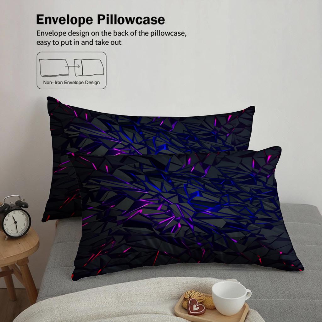 3pcs Geometric Abstract Pattern Bedding Sets 3D Printed Purple Black Duvet Cover Sets With Pillowcases No Filling Cool Style