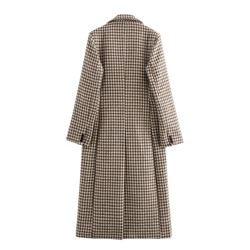 Fashion Plaid Overcoats Women Loose Lapel Button Long Sleeve Lady Coat Elegant Autumn Winter Fashion Female Outerwear