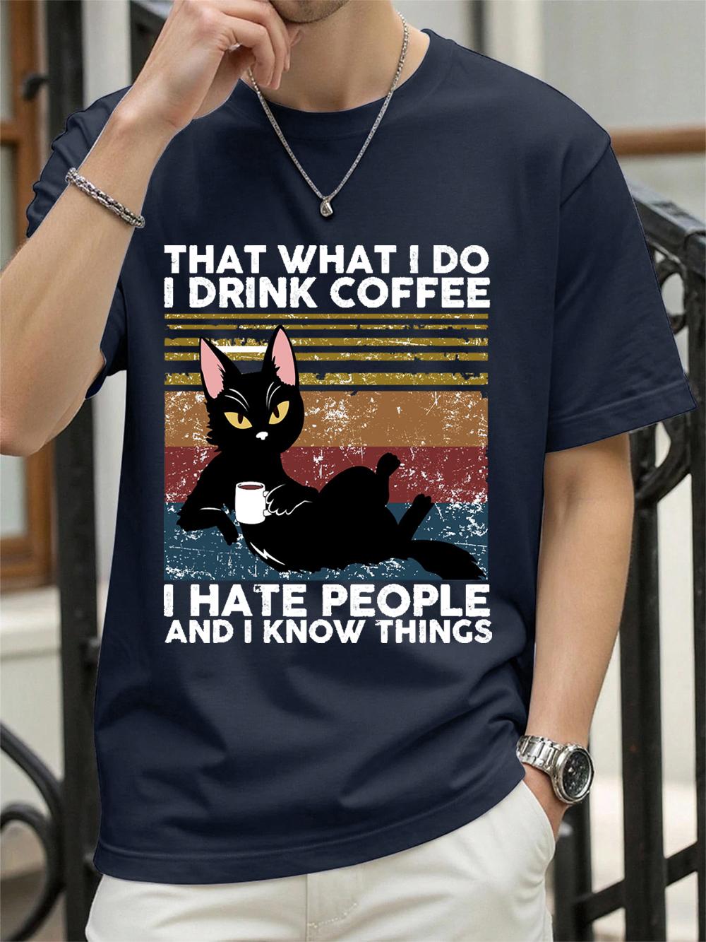 

I Drink Coffee I Hate People Prints TShirts Women Cotton Summer Short Sleeve Tees Soft Loose ONeck Tops Casual Womans Clothes 4XL