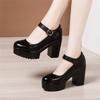 Décolleté da Donna Décolleté a Punta Rotonda con Plateau Tacchi Alti Moda Comode Scarpe da Lavoro Nere Taglie Forti 32-43
