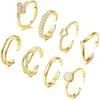 Bobisty 8 Stück 14K Gold Plated Zehenringe für Damen Anlaufgeschützt Verstellbare Zehenringe Set Offener Ring Zirkonia Zehenring Sommer Fußschmuck