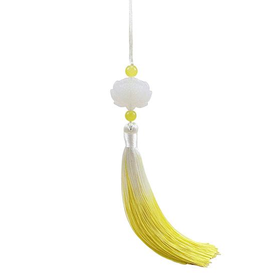 Tassel Pendant with Lanyard Gradient No Shedding Fade-resistant Anti-Lost DIY Double-sided Lotus Han Chinese Clothing Tassel Ear for Fan