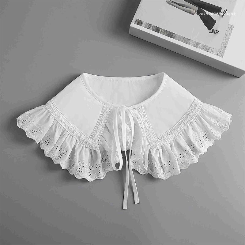 Women Thick False Collar Shawl Padded Quilted Plaid Texture Ruffles Necklace Scarf Winter Capelet Neck Cover Warmer