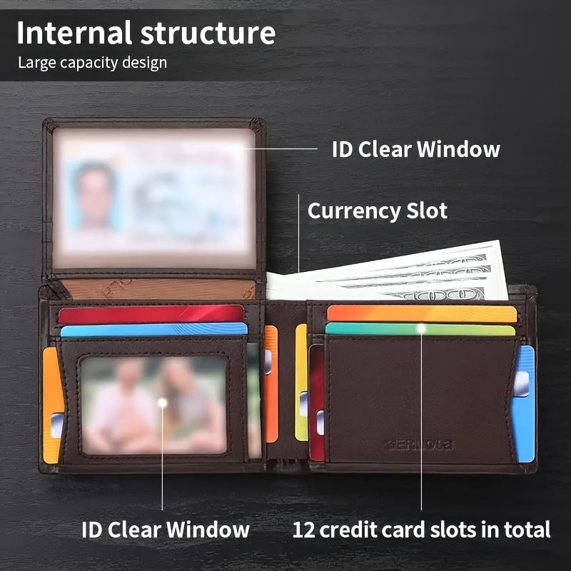 High-end Men's Short Wallet, Premium Men's Wallet, Youth Fashion Business Multi-functional Leather Wallet with Large Capacity