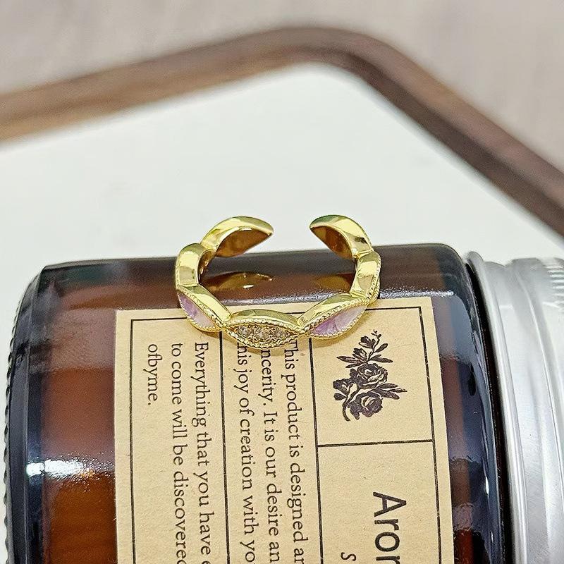 Court Style Retro Sweet Cool Colorful Enamel Drip Glaze Temperament Ring Female Flower Niche Ring